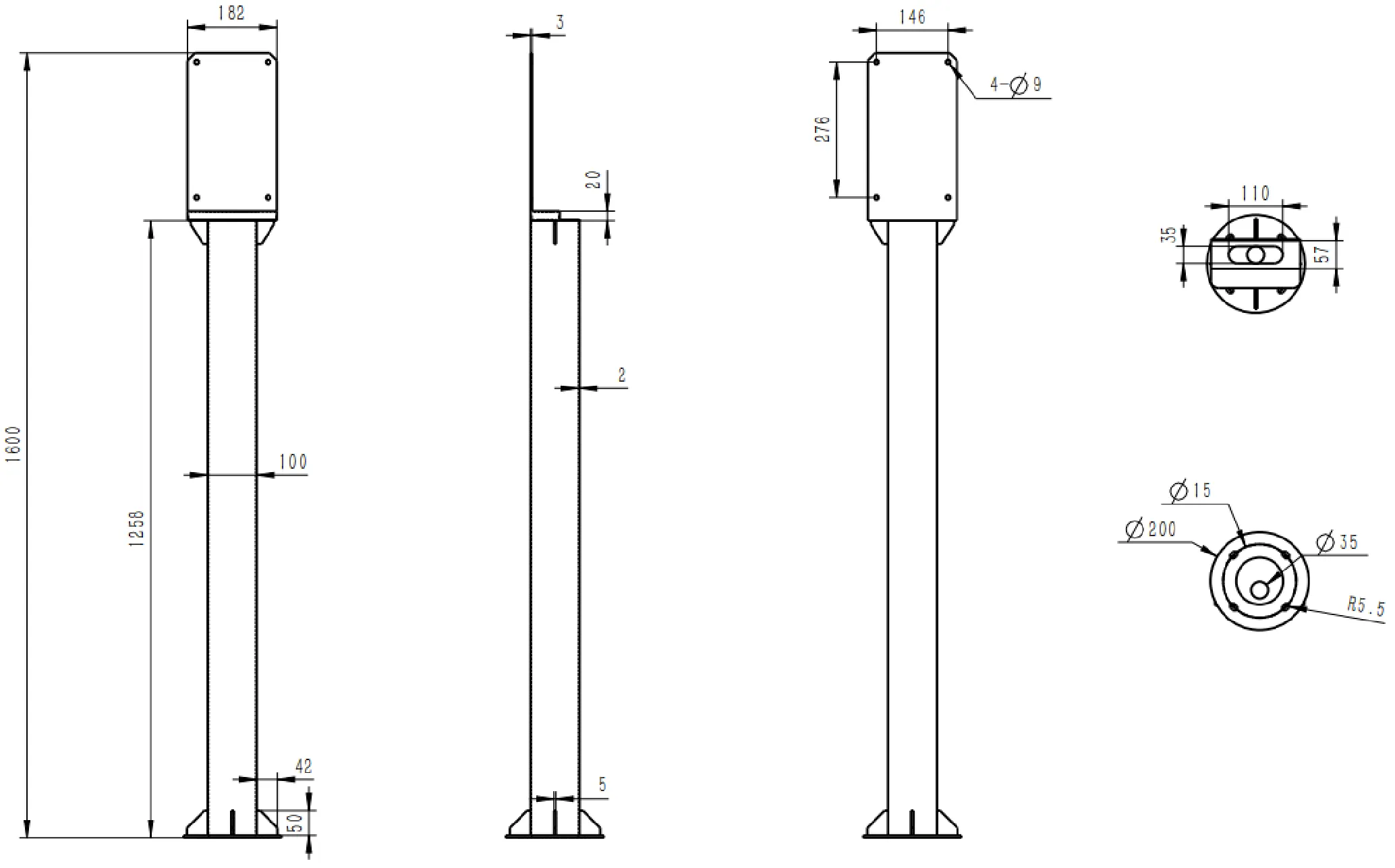 JR-TP-02 Dimensions