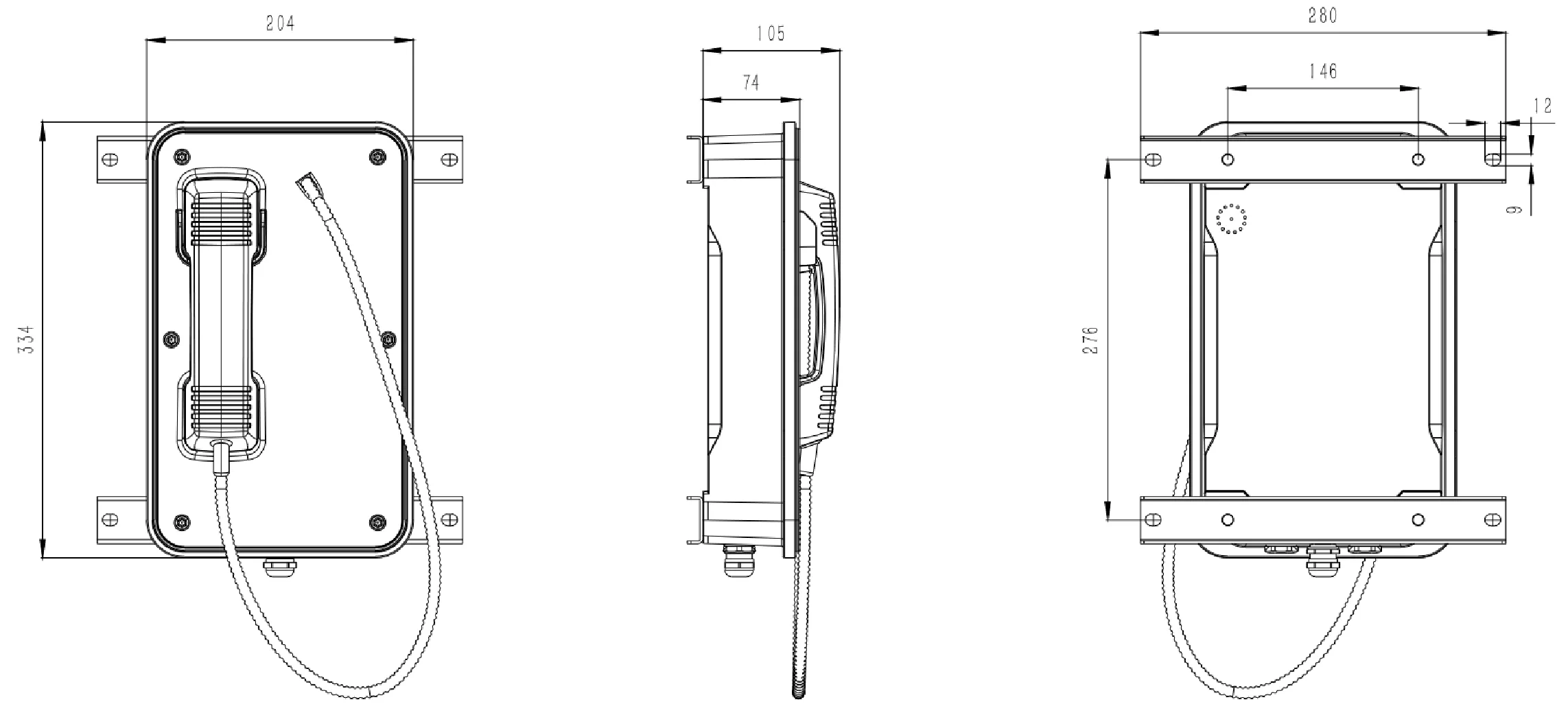 JR103-CB-AL Dimensions