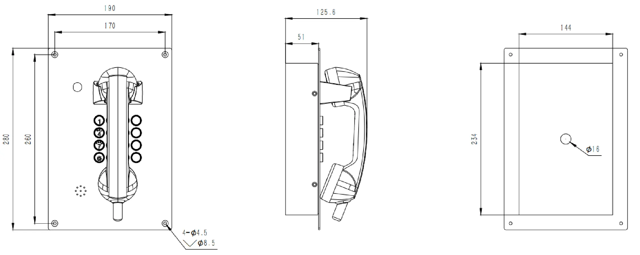 JR209-FK-4G Dimensions