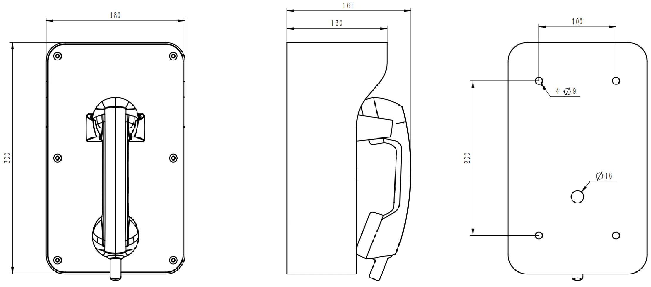 JR210-1B-4G Dimensions