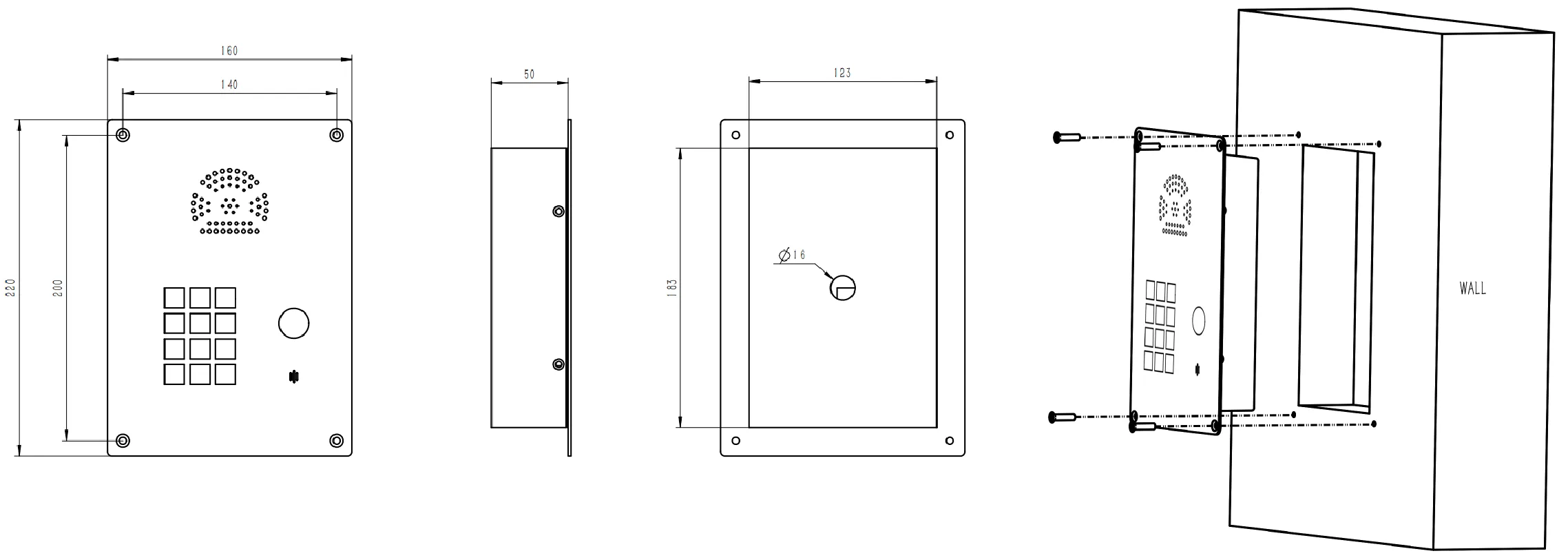 JR308-FK-IW-AL Dimensions