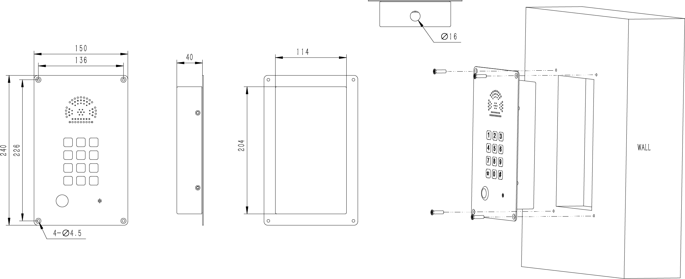 JR309-FK-IW-4G Dimensions