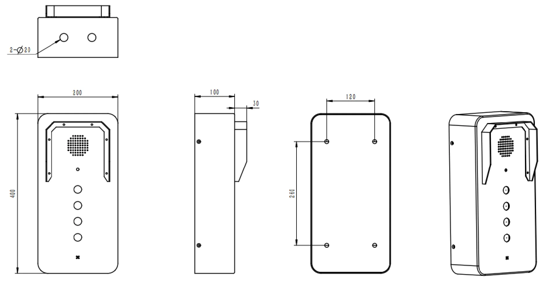 JR316-4B-4G Dimensions